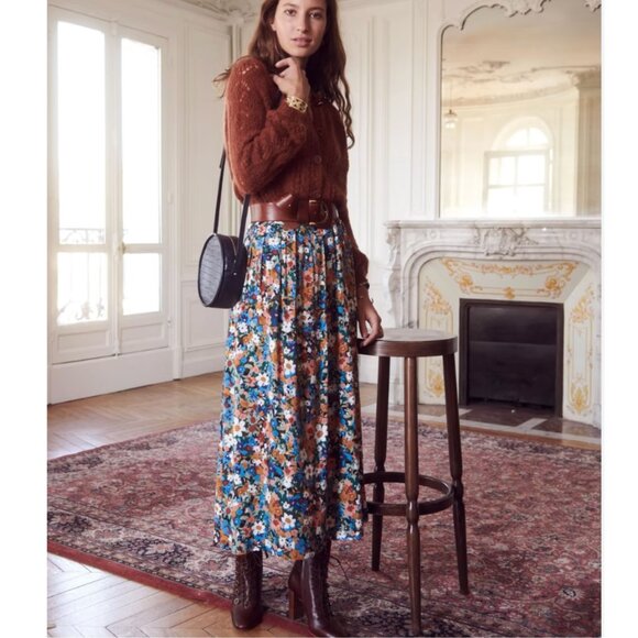 Sezane Floral A-Line Skirt - Multicolor - Picture 9 of 9